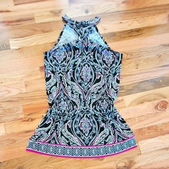 WHBM Printed Halter Blouson Tunic Peplum Top XS - Picture 2 of 6